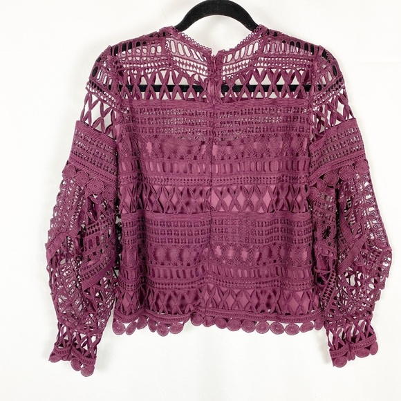 A. MOSS Anthropologie Purple Plum Lace Top - Picture 4 of 4